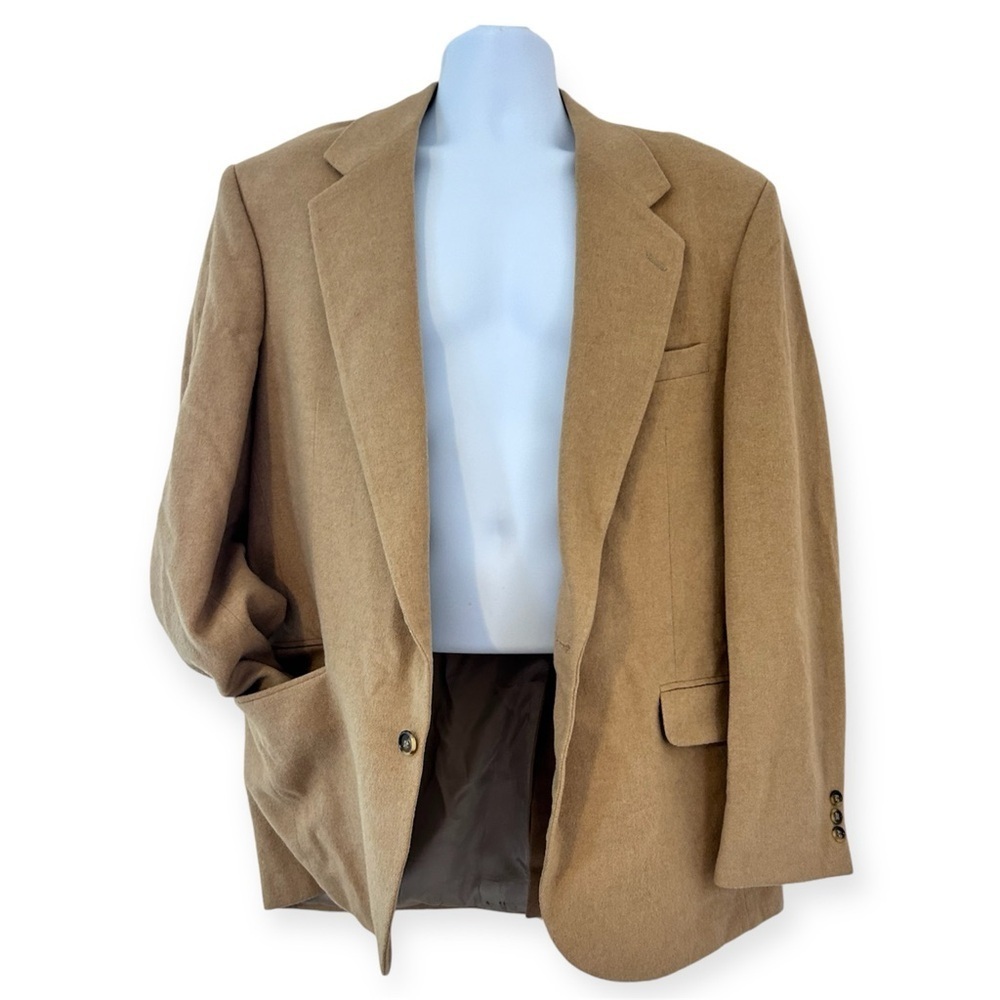Vintage Hunt Valley Camel Hair Blazer Mens 42L Tan Classic